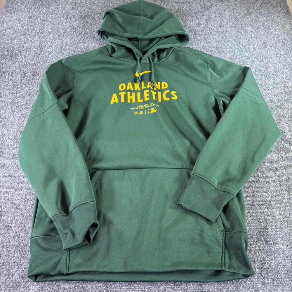 Nike Hoodie Mens Medium Green Oakland Athletics MLB Authentic Therma-FIT Snag